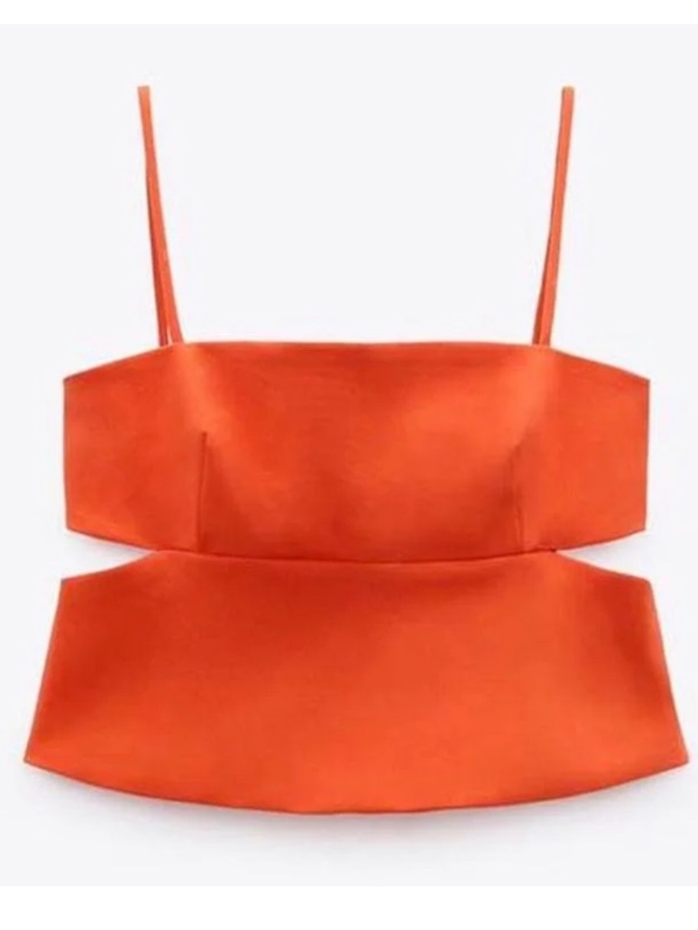 Zara Bright Orange Layered Cutout Crop Top